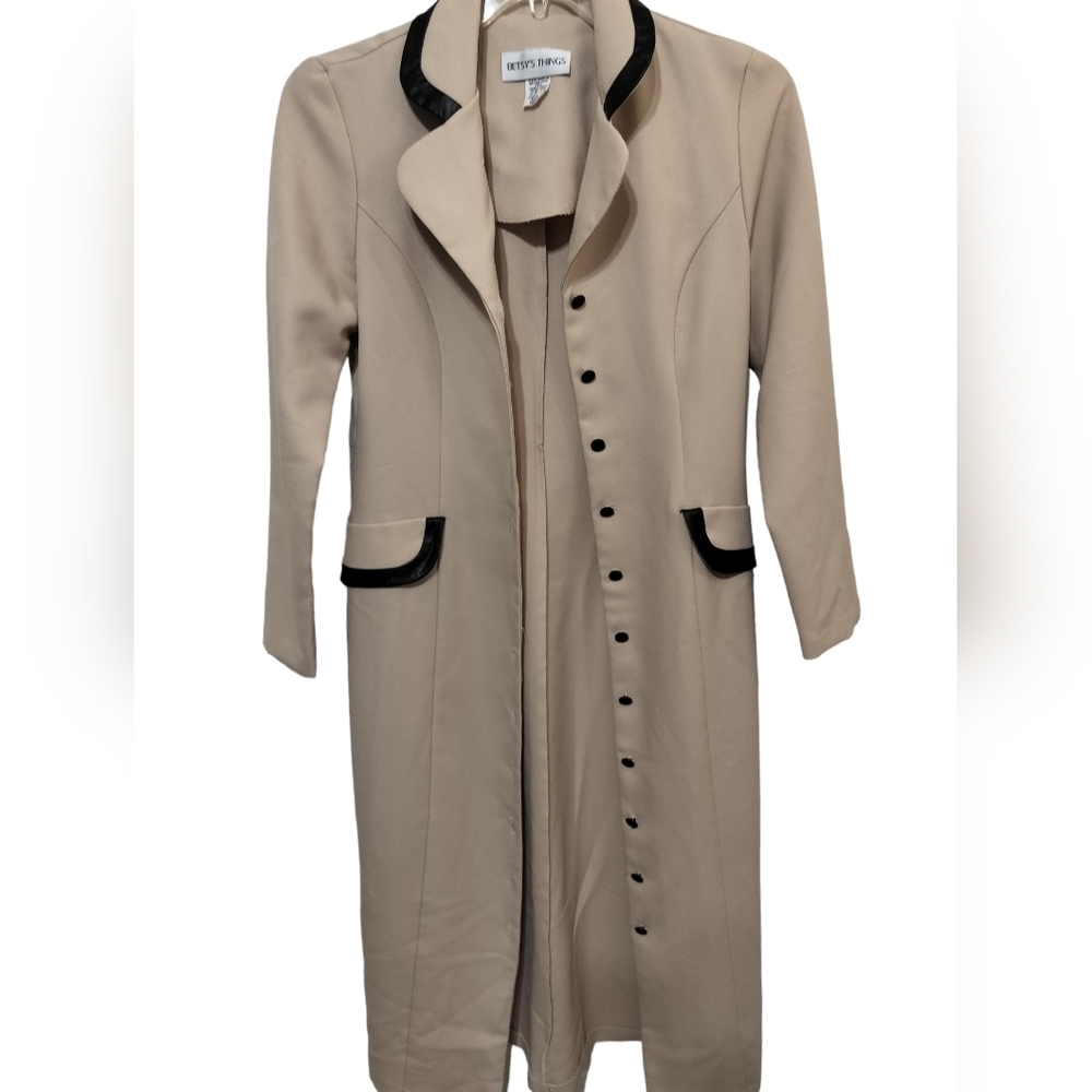 (1606) Vintage 80's Betsy's Things Tan Classic Bodycon Coat Size 10